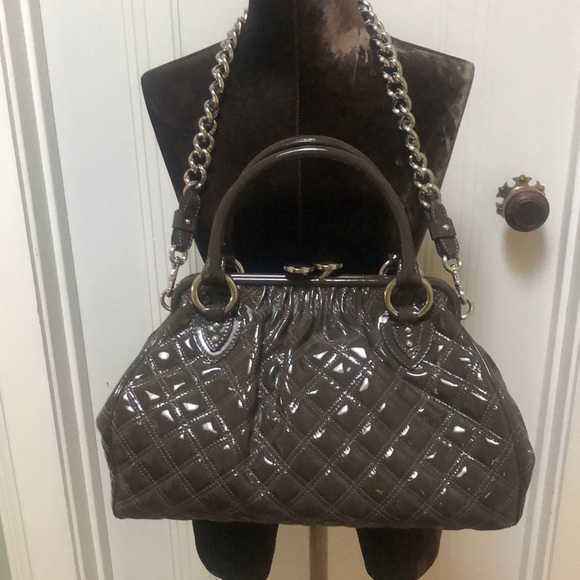 Marc Jacobs Stam Bag Gray Quilted Patent Leather - Picture 5 of 14